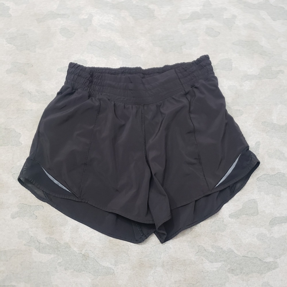 Lululemon Shorts Women 6 Black Running Athletic Drawstring Gym Fitness Yoga